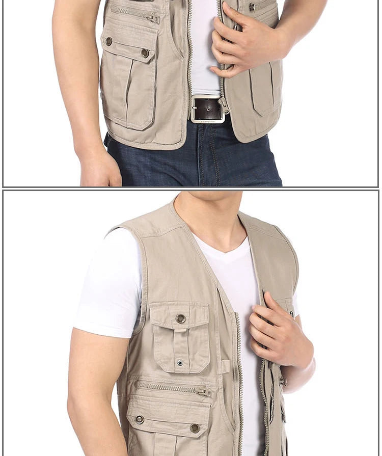 Gilet à col en V avec poches multifonctions pour hommes, gilets de loisirs pour hommes, gilets à chevrons, design décontracté, 4XL, printemps et automne