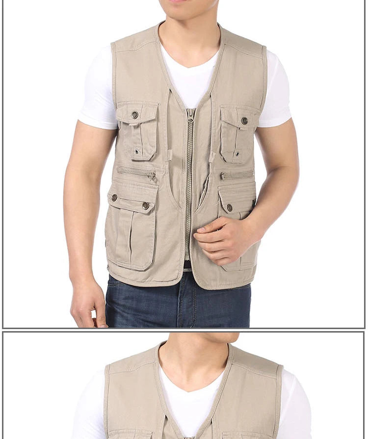 Gilet à col en V avec poches multifonctions pour hommes, gilets de loisirs pour hommes, gilets à chevrons, design décontracté, 4XL, printemps et automne