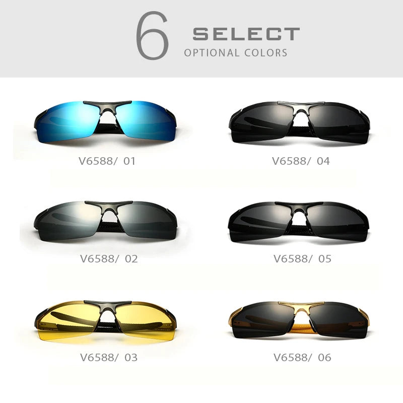 VEITHDIA aluminium magnésium hommes lunettes de soleil polarisées UV400 revêtement miroir lunettes de soleil en plein air lunettes pour homme accessoires 6588