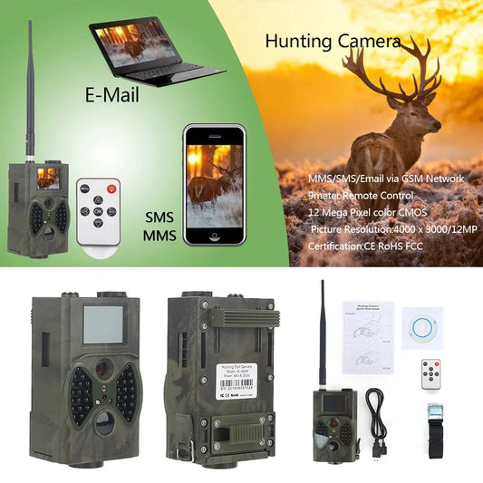 Caméra de chasse à vision nocturne 16MP 2G MMS SMS SMTP HC300M Cellulaire Étanche Sans Fil Piège Photo de Surveillance