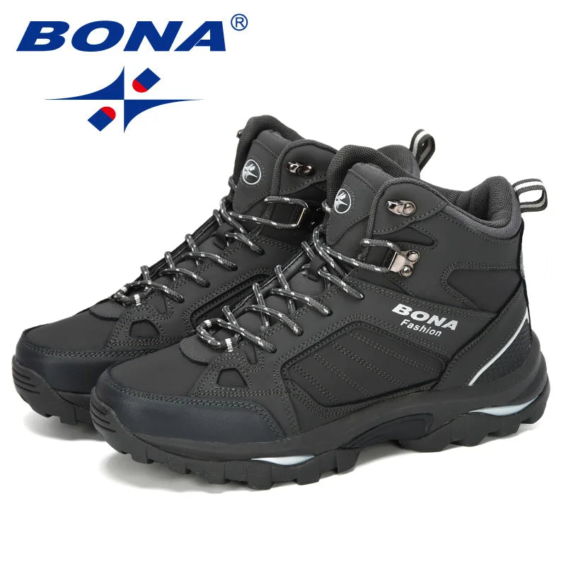 Bottes Homme Cuir Fourrées Anti-Dérapant — Chaussures Hiver Confortables