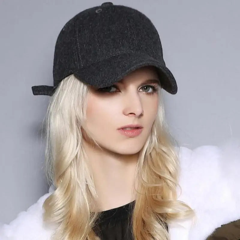COKK - Unisex Wool Baseball Cap for Men and Women, Thick Warm Winter Hat