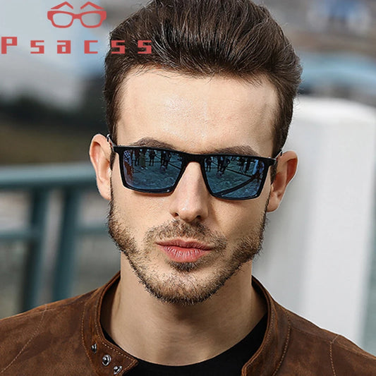 Psacss Men's Polarized Square Sunglasses, Driving Sun Glasses, Premium, Retro, UV400