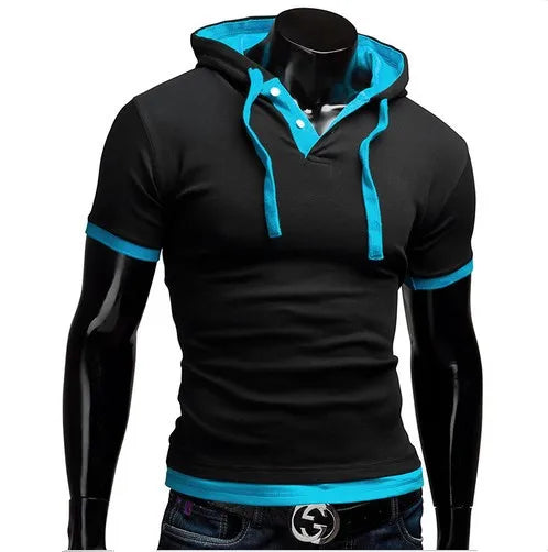 T-shirt Homme 2026 Été Slim Fitness à Capuche Manches Courtes – Camisa Masculina Sportswear T-Shirt Slim Homme 3XL