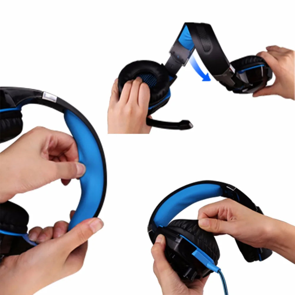 KOTION EACH Gaming Headset Deep Bass Stereo Gaming Headphones with LED Light Microphone for PS4 Laptop PC Gamer