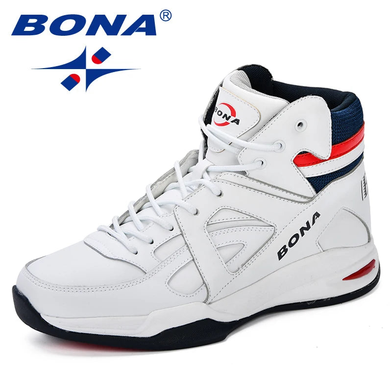 BONA Baskets de Basket-Ball Homme Tige Haute Respirantes — Terrain Dur