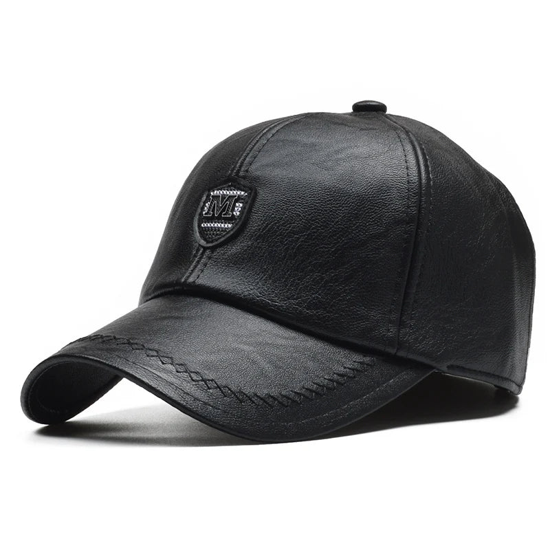 NORTHWOOD PU Leather Winter Baseball Cap Men Earmuffs Cap Male Snapback Hat High Quality Gorras Para Hombre Adjustable