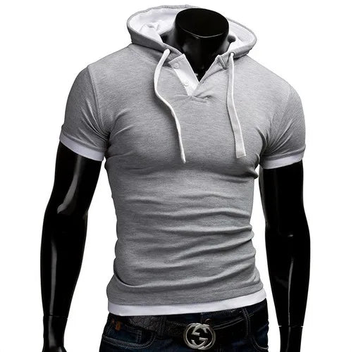 T-shirt Homme 2026 Été Slim Fitness à Capuche Manches Courtes – Camisa Masculina Sportswear T-Shirt Slim Homme 3XL
