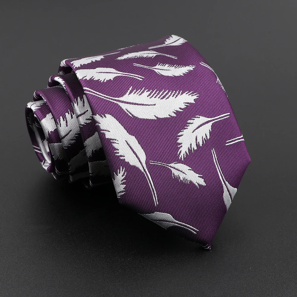 New Men's Floral Tie Feather Elk Geometric Pattern Red Blue Ties Leisure Business Daily Wear Tie Wedding Party Gift