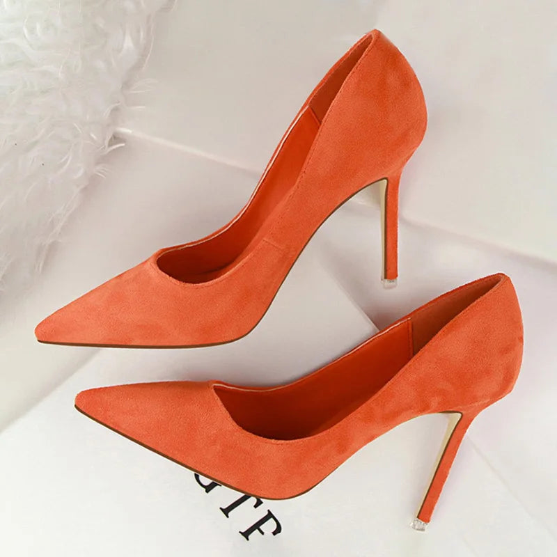 BIGTREE-Zapatos de tacón alto de aguja con punta para mujer, calzado informal a la moda