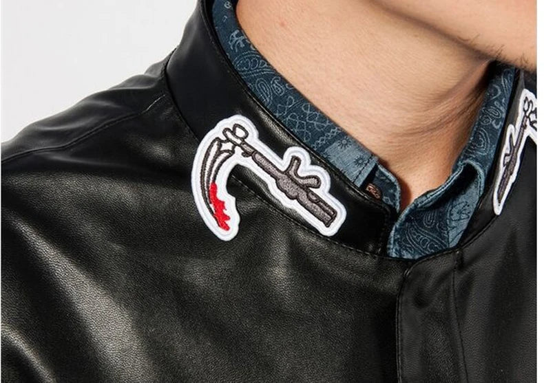 Hombres Moto Primavera Chaquetas SOA Punk Negro Motocicleta Chaleco Hijos de la Anarquía Cuero Moto Chaqueta Chaleco