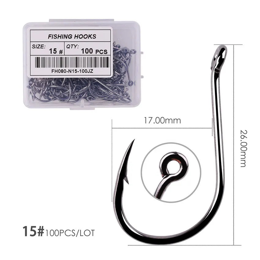 100pcs/40pcs/Box High Carbon Fishing Hook 2#-22# ISEAMA With Eye Carp Catfish Anzol Offset Japan Tackle Fishing Hooks