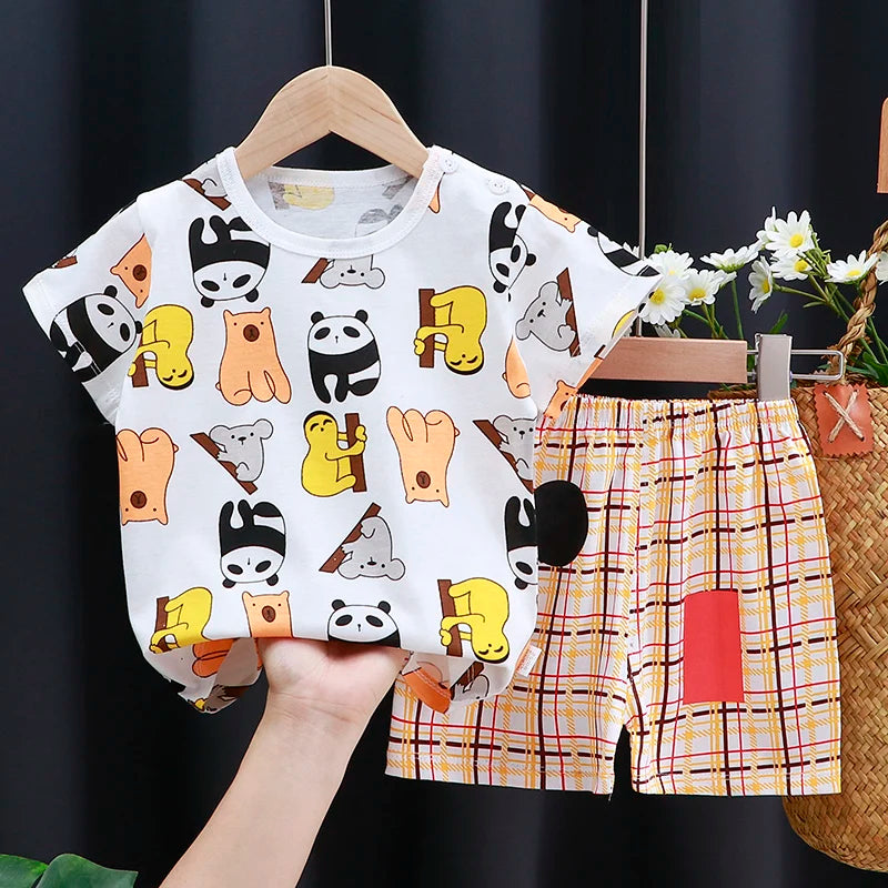 Baby boy/girl clothes set T-shirt + shorts summer clothes cotton cartoon casual boys tracksuit kids baby clothes set