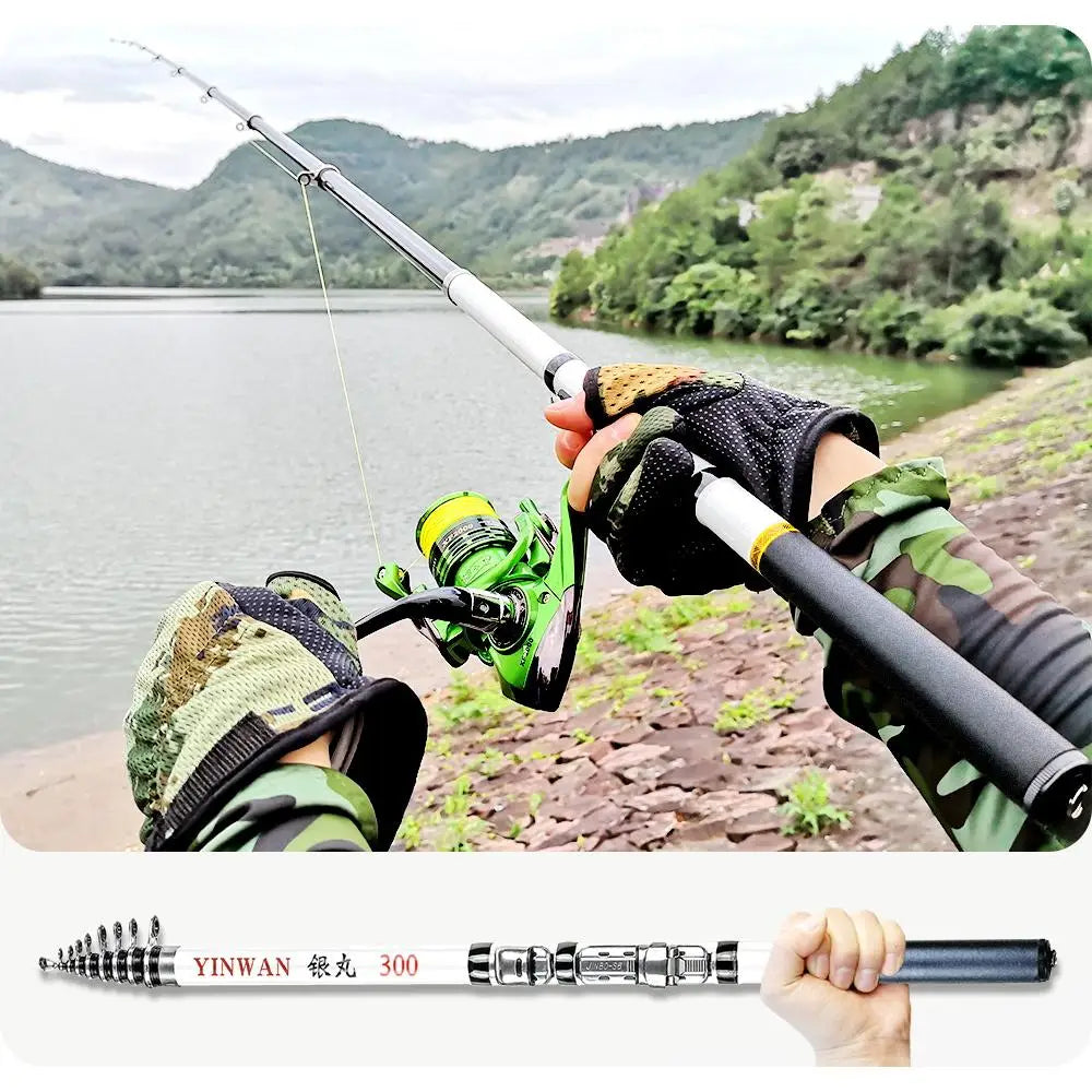 Canne à Pêche JOSBY Mini Télescopique Fibre de Carbone — 1.5m à 3.0m Portable