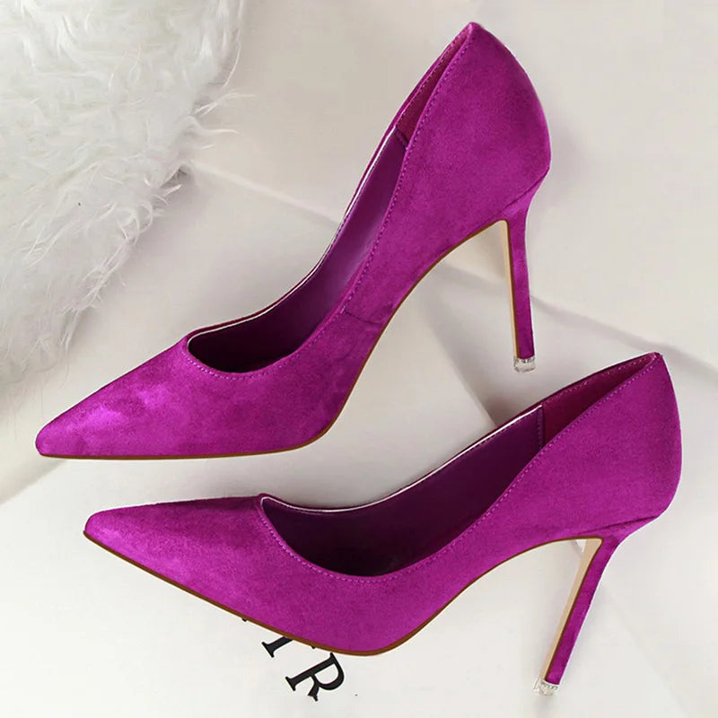 BIGTREE-Zapatos de tacón alto de aguja con punta para mujer, calzado informal a la moda
