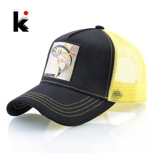 Women's Breathable Mesh Baseball Cap Albacore Patch Hip Hop Trucker Snapback Bone Cap