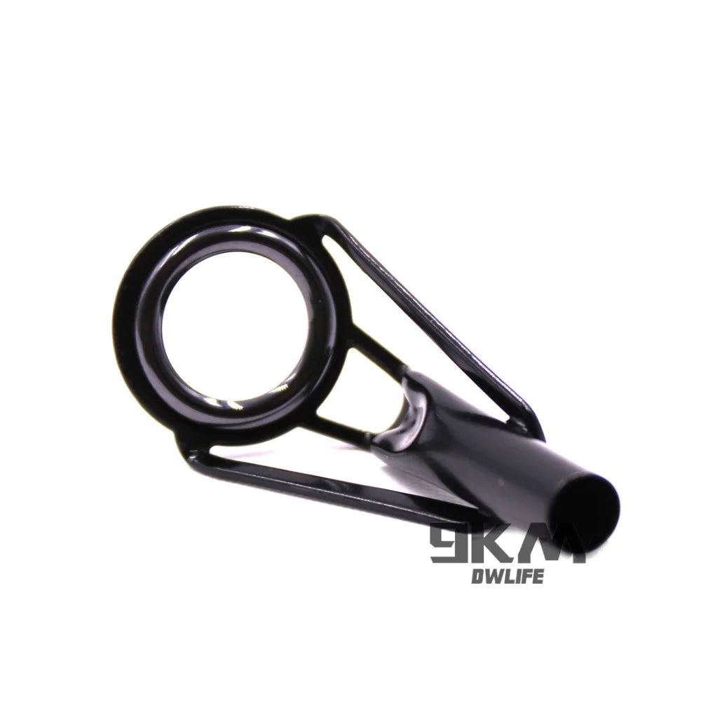 Kit de réparation de Guides de pointe de canne à pêche, 5 pièces, cadres en acier inoxydable, anneaux en céramique, Guide de construction de canne noire, réparation de construction oculaire 6 # ~16 #