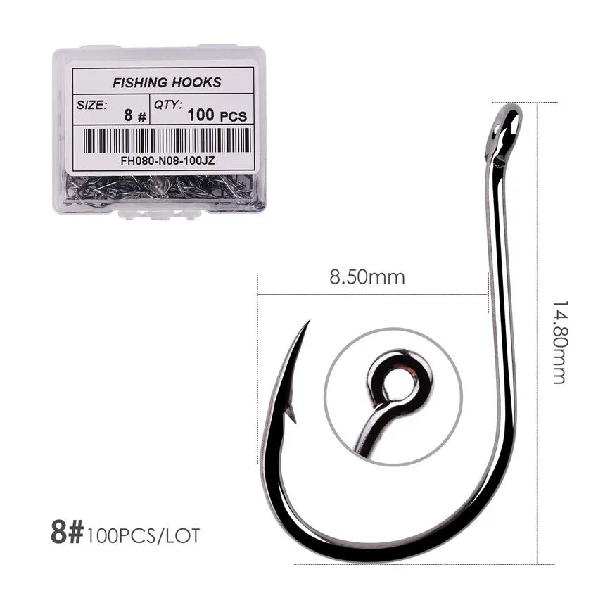 100pcs/40pcs/Box High Carbon Fishing Hook 2#-22# ISEAMA With Eye Carp Catfish Anzol Offset Japan Tackle Fishing Hooks