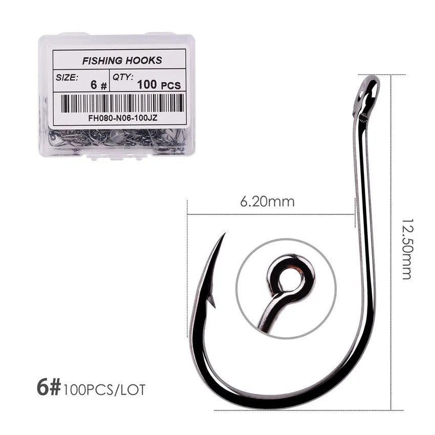100pcs/40pcs/Box High Carbon Fishing Hook 2#-22# ISEAMA With Eye Carp Catfish Anzol Offset Japan Tackle Fishing Hooks