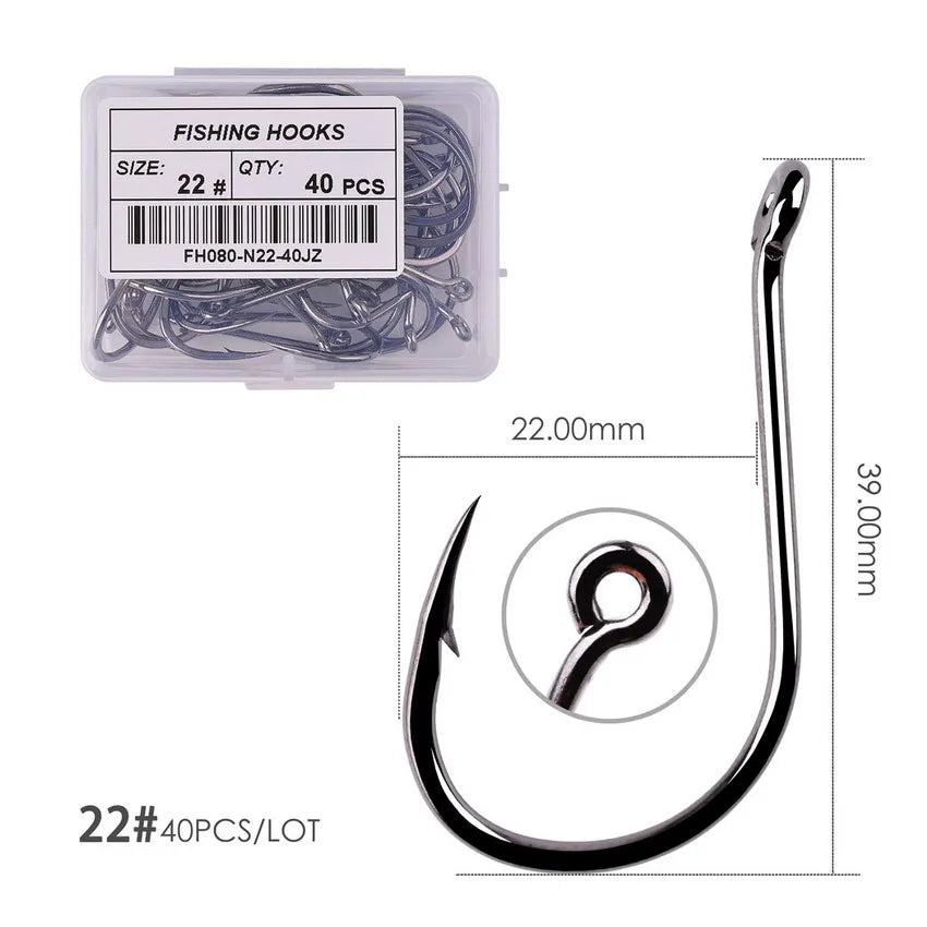 100pcs/40pcs/Box High Carbon Fishing Hook 2#-22# ISEAMA With Eye Carp Catfish Anzol Offset Japan Tackle Fishing Hooks