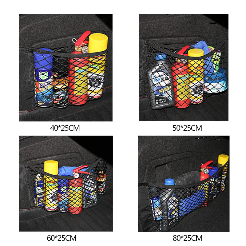 Red de Almacenamiento Universal para Maletero de Coche, Bolsillo Trasero del Asiento, Cinta Mágica, Accesorios de Nik