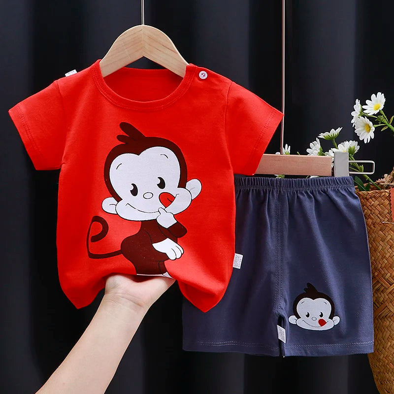 Baby boy/girl clothes set T-shirt + shorts summer clothes cotton cartoon casual boys tracksuit kids baby clothes set