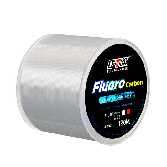 Ligne de pêche à revêtement fluorocarbone, 120m, 0.20mm-0.60mm, en fibre de carbone, fil de leurre, coulant, Japon, 7,15-45lb