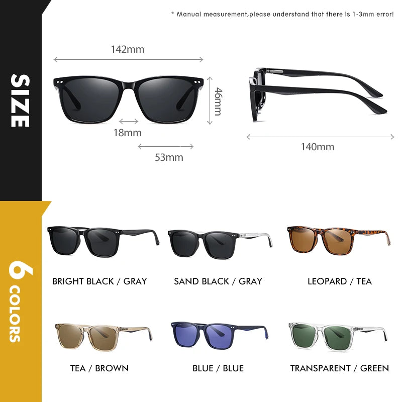 Nouvelle tendance lunettes De Soleil carrées lunettes De Soleil polarisées hommes femmes rétro marron bleu océan lentille Anti-éblouissement UV400 Lunette De Soleil Femme