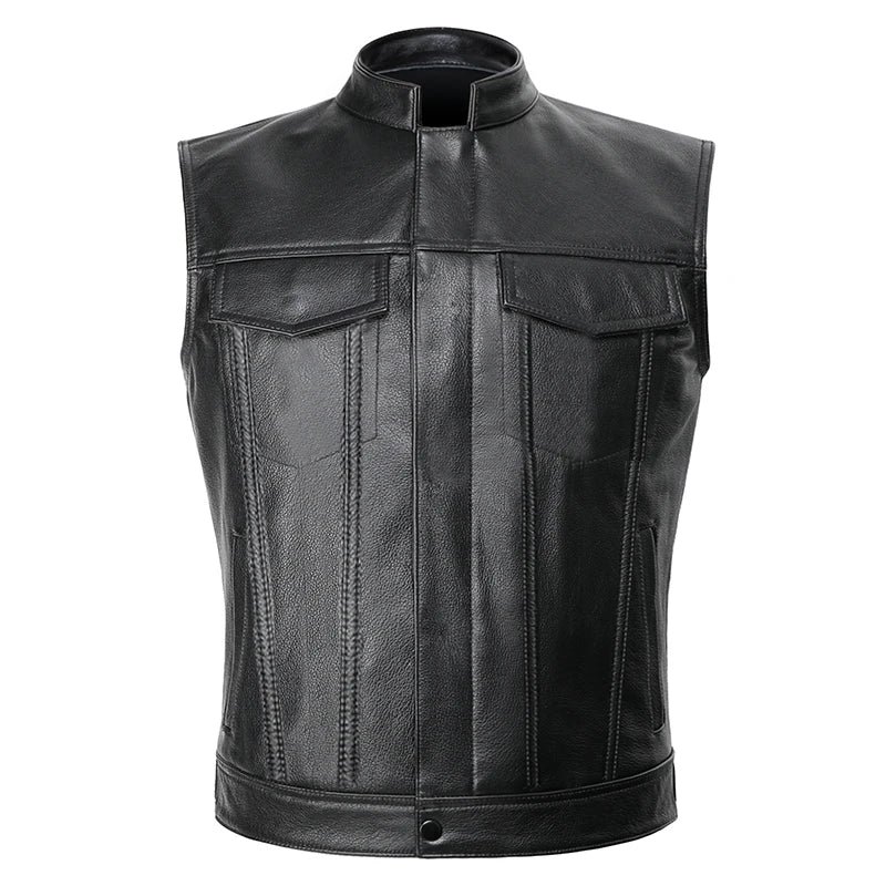Hombres Moto Primavera Chaquetas SOA Punk Negro Motocicleta Chaleco Hijos de la Anarquía Cuero Moto Chaqueta Chaleco