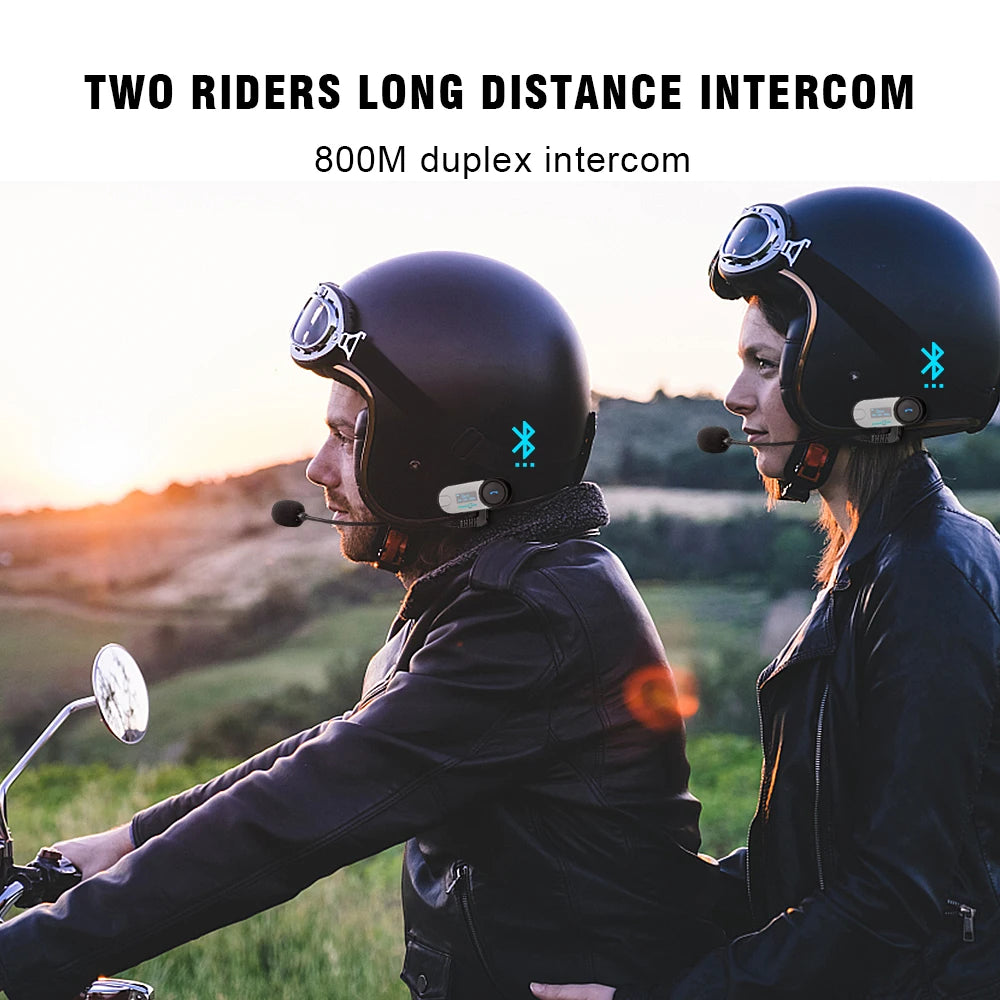 FreedConn Bluetooth Motorcycle Intercom Headset Wireless Motorbike Interphone LCD Screen FM Earphone