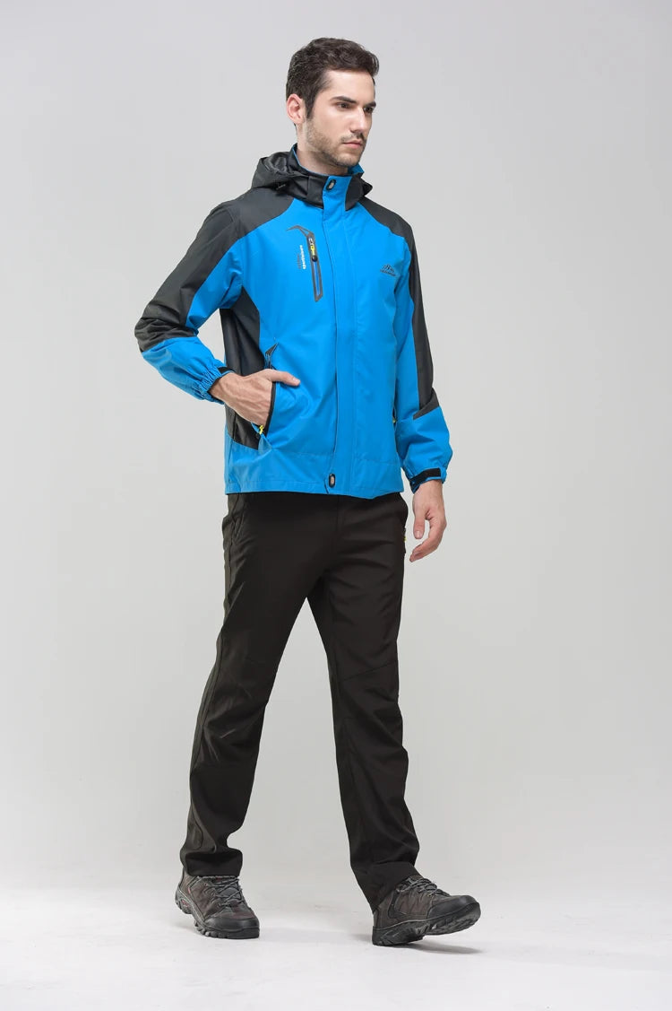 TRVLWEGO Camping randonnée veste hommes automne Sports de plein air manteaux escalade Trekking coupe-vent voyage imperméable vestes noir
