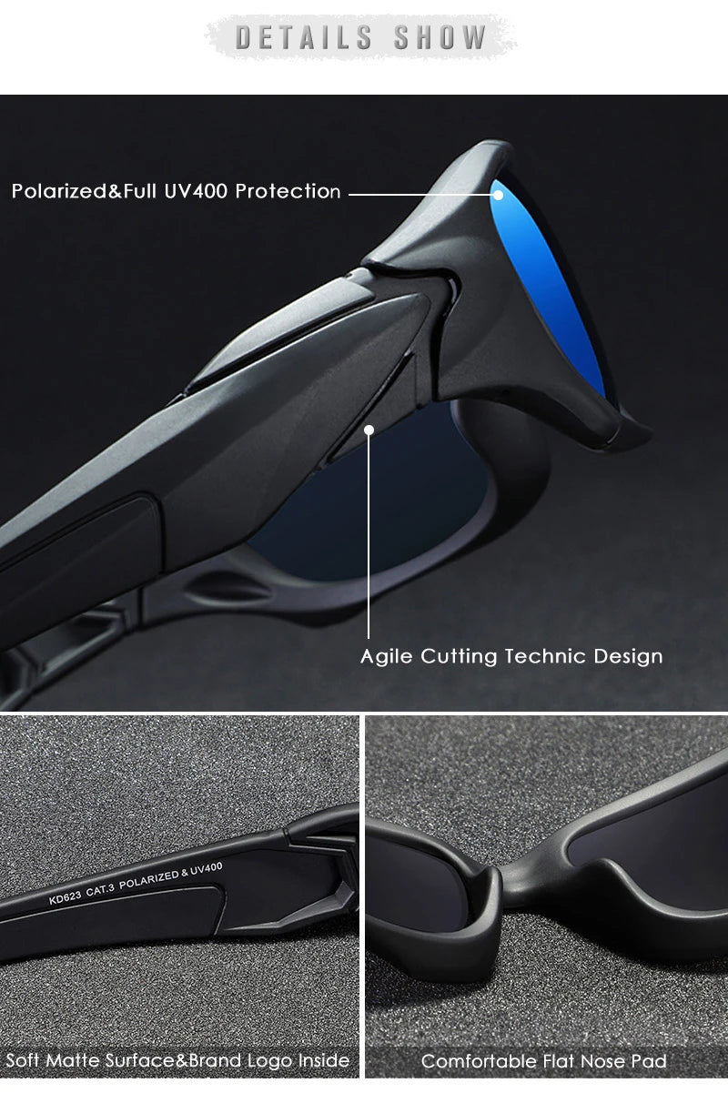 Lunettes de Soleil Sport Polarisées — Lentille Bouclier, Cadre Résistant, Plein Air, Unisexe