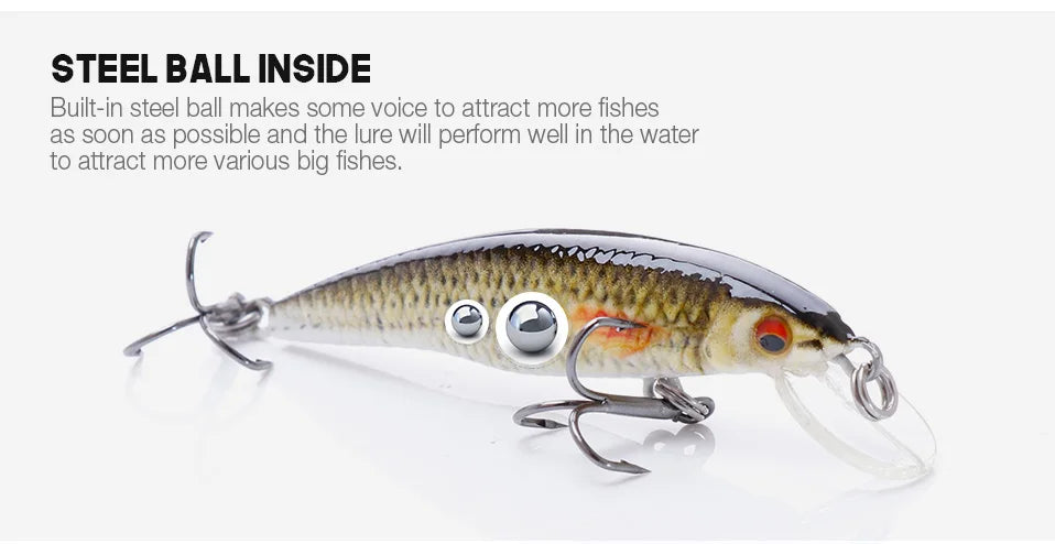 VTAVTA 5 pièces 5 cm 7 cm 9 cm Kit de leurre de pêche bionique appâts méné ensemble flottant manivelle Wobblers pour brochet attirail Kit d'appâts artificiels