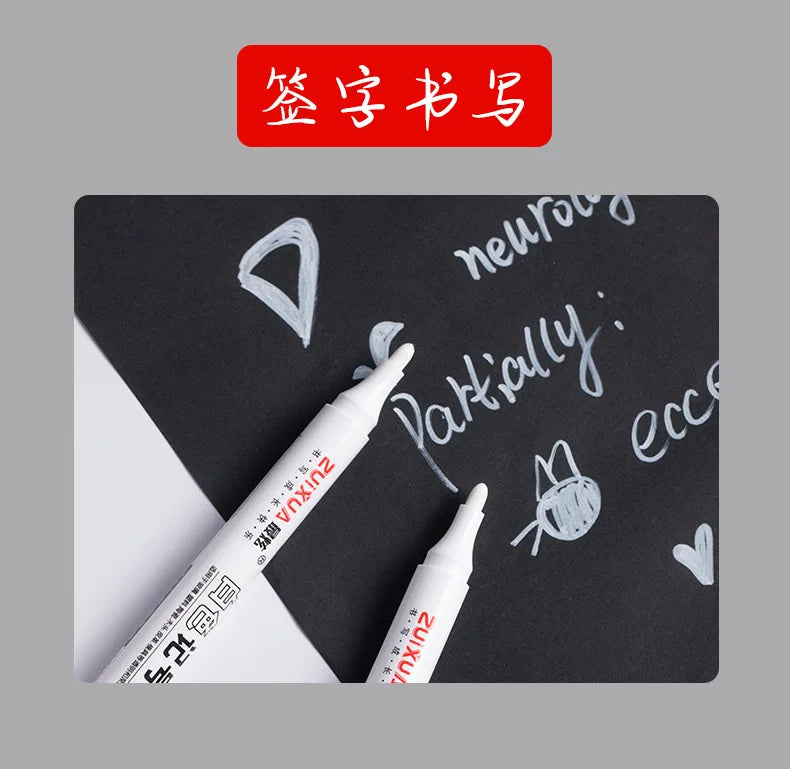 Stylos marqueurs blancs 2.0mm, 1/3/5 pièces, stylo Gel blanc étanche à l'huile, marqueurs de croquis Graffiti, papeterie fournitures scolaires