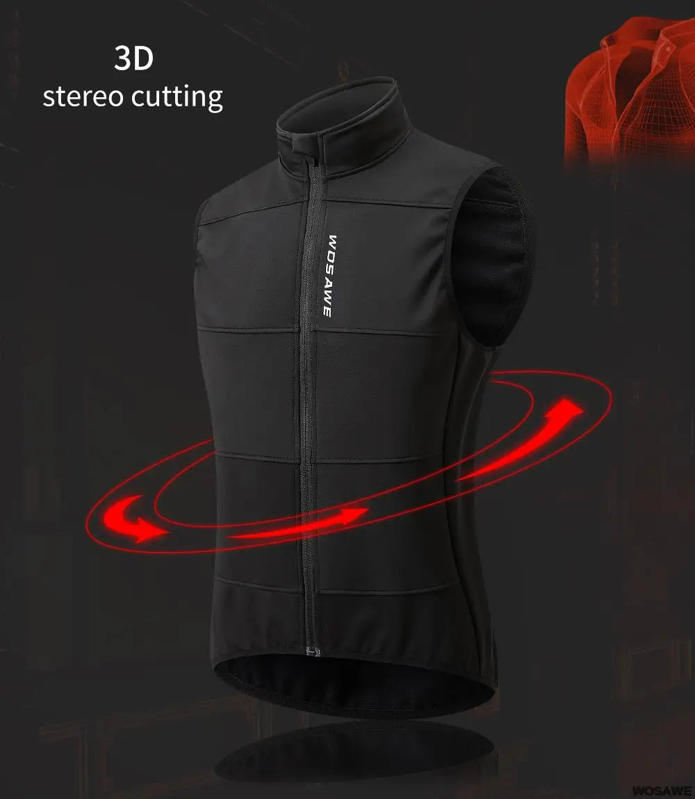 WOSAWE Chaleco térmico polar de invierno para hombre, chaqueta de ciclismo sin mangas, ropa de ciclismo para otoño, chaleco cálido sin bolsillos