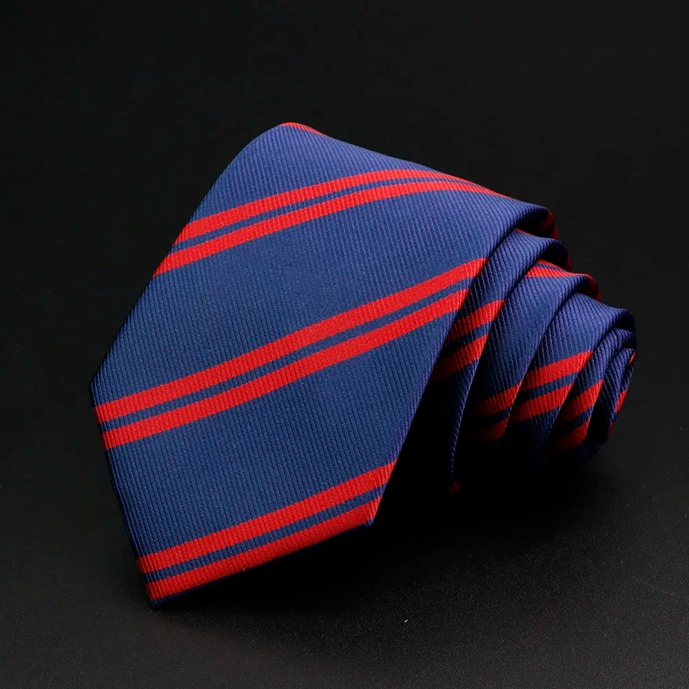 Nueva corbata clásica de rayas para hombre de 7 cm, jacquard, roja, azul, verde, corbata para uso diario, vestido de fiesta de boda, accesorios, regalo para hombre