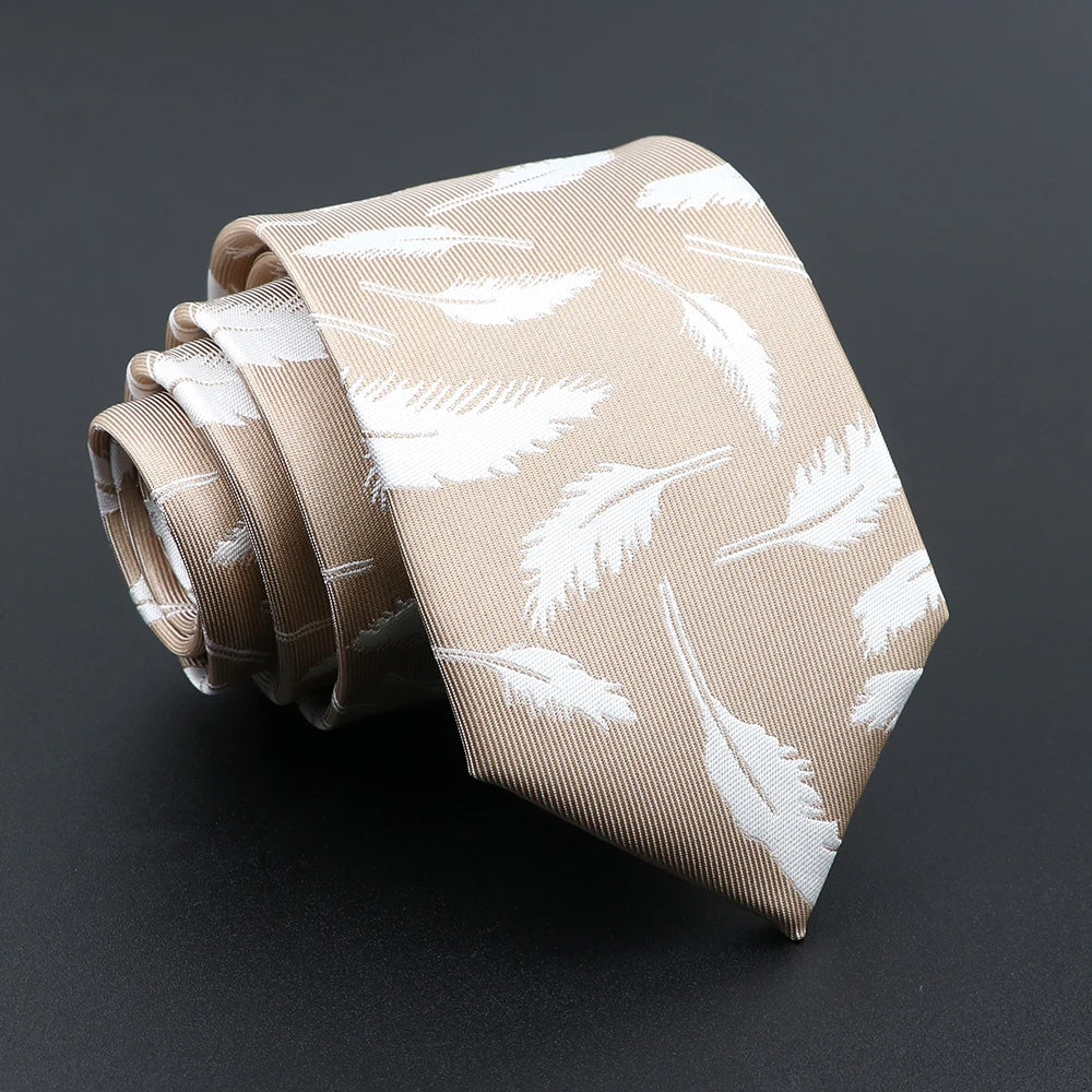 New Men's Floral Tie Feather Elk Geometric Pattern Red Blue Ties Leisure Business Daily Wear Tie Wedding Party Gift