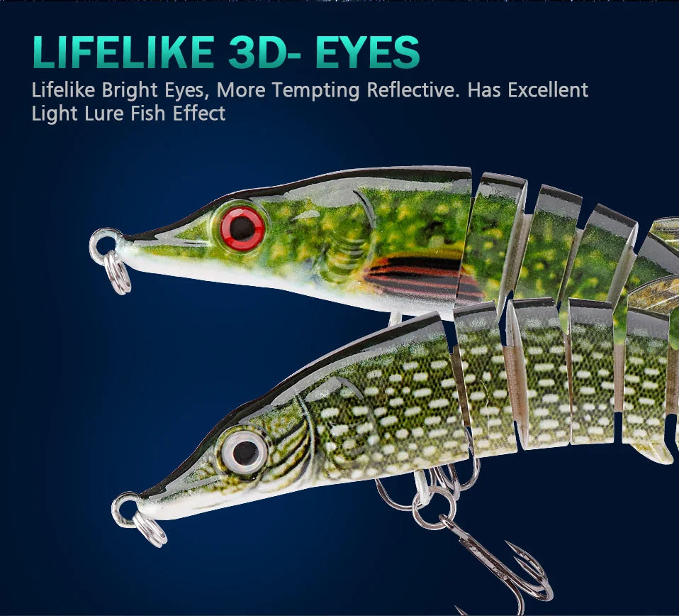 Leurre coulant rigide GOBASS composé de 8 sections articulées, appât artificiel wobbler idéal pour la pêche au brochet, 100/125mm