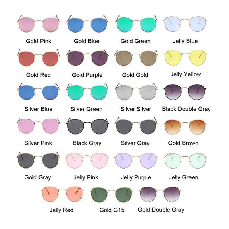Small round metal sunglasses, women's vintage classic travel brand sunglasses, women's fashion retro sunglasses