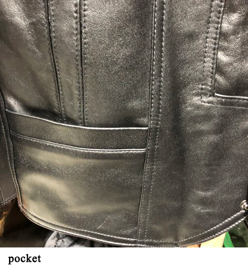 Gilet en cuir glacé pour homme classique — peau de mouton, col en V, cérémonie, nouvelle collection 2024