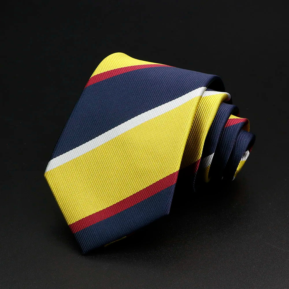 Nueva corbata clásica de rayas para hombre de 7 cm, jacquard, roja, azul, verde, corbata para uso diario, vestido de fiesta de boda, accesorios, regalo para hombre