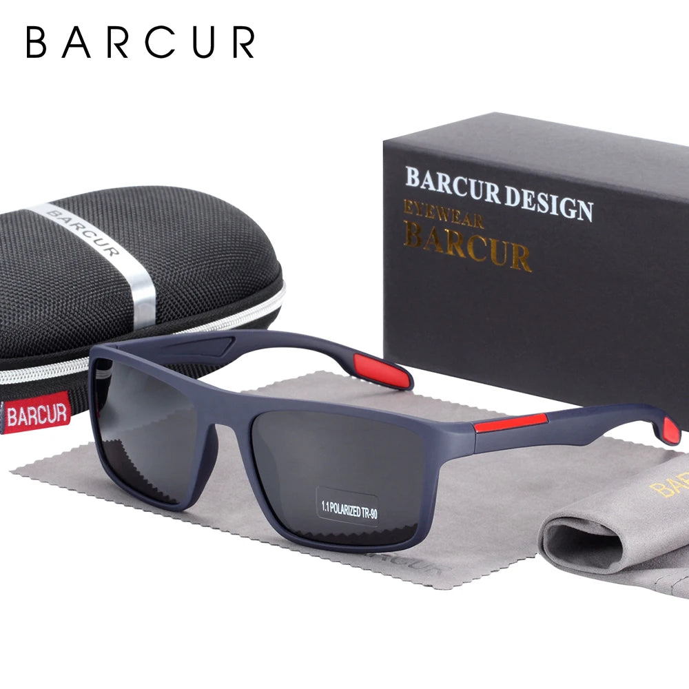 BARCUR Polarized Sunglasses Men TR90 Ultralight Vintage Sunglasses for Women Square Glasses Oculos Sunglasses for Women