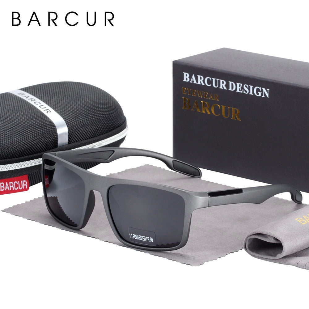 BARCUR Polarized Sunglasses Men TR90 Ultralight Vintage Sunglasses for Women Square Glasses Oculos Sunglasses for Women