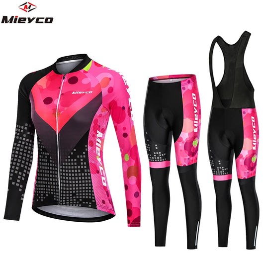 Tenue Cyclisme Femme VTT — Ensemble Maillot Salopette Manches Longues Combinaison