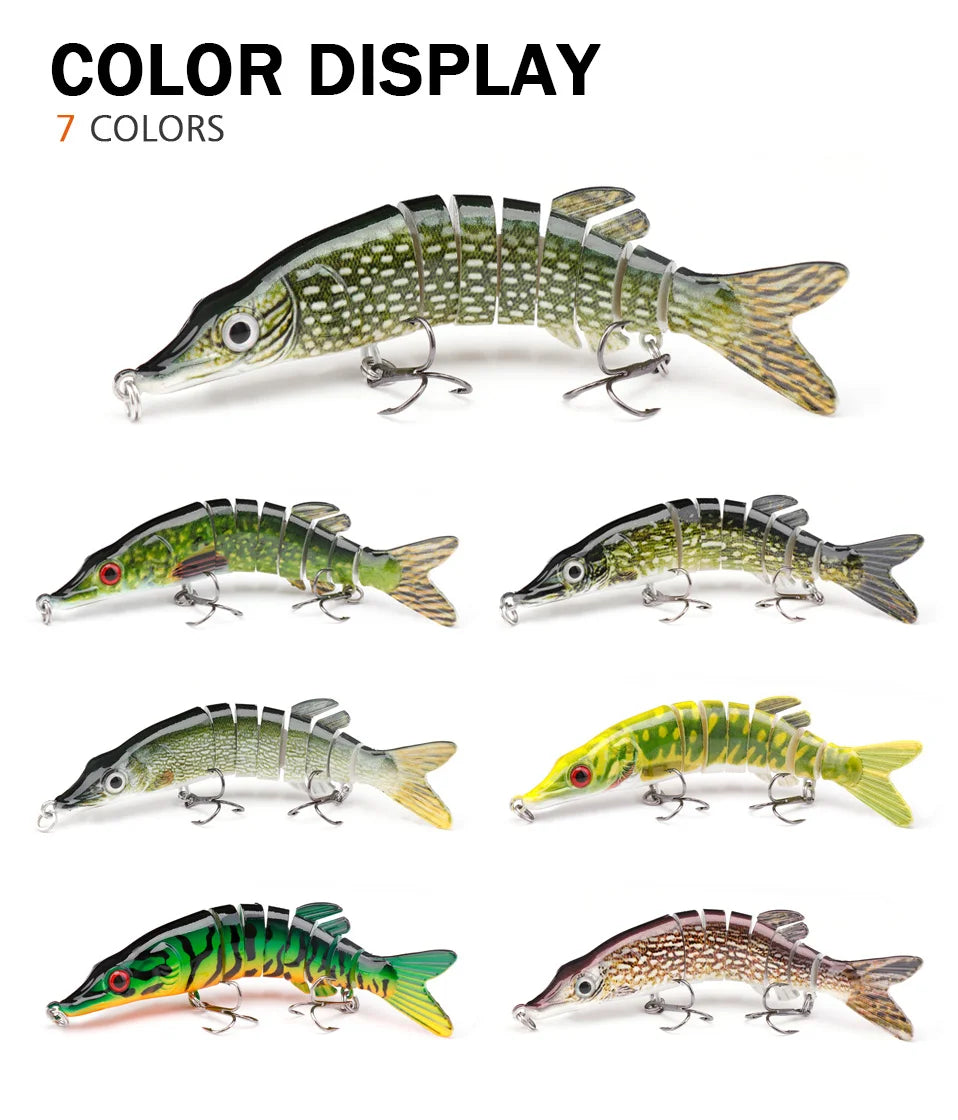 Leurre coulant rigide GOBASS composé de 8 sections articulées, appât artificiel wobbler idéal pour la pêche au brochet, 100/125mm