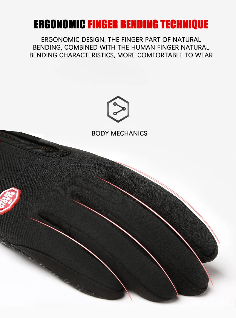 Gants de Sport chauds pour hommes et femmes, cyclisme d'hiver, écran tactile, pêche en plein air, anti-éclaboussures, ski, Snowboard, antidérapants, fermeture éclair