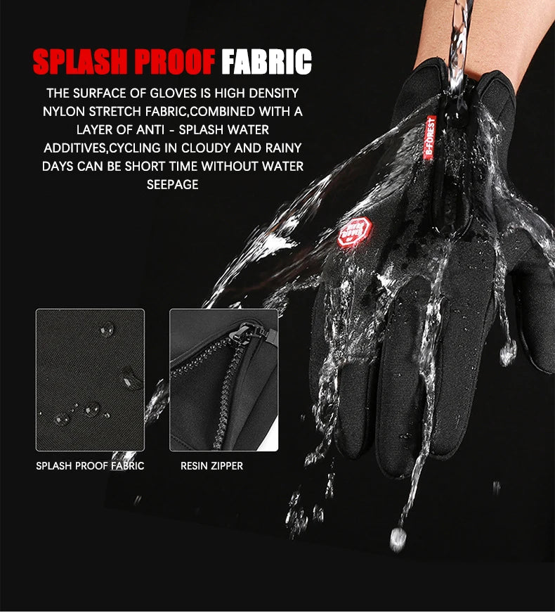 Gants de Sport chauds pour hommes et femmes, cyclisme d'hiver, écran tactile, pêche en plein air, anti-éclaboussures, ski, Snowboard, antidérapants, fermeture éclair