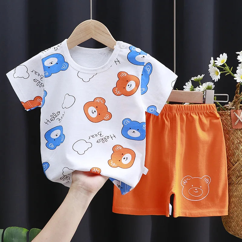 Baby boy/girl clothes set T-shirt + shorts summer clothes cotton cartoon casual boys tracksuit kids baby clothes set