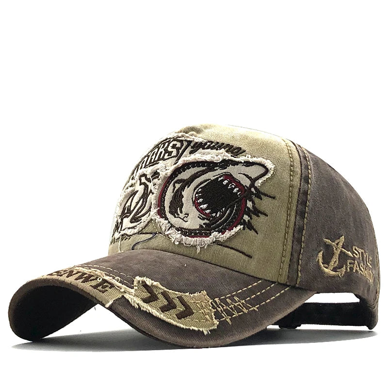 Unisex Cotton Operability Cap, 6A Back Hat, Aviation Bone Shark, Casual Gorras Cap, Men's Operability Hats, New