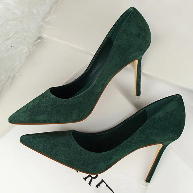 BIGTREE-Zapatos de tacón alto de aguja con punta para mujer, calzado informal a la moda
